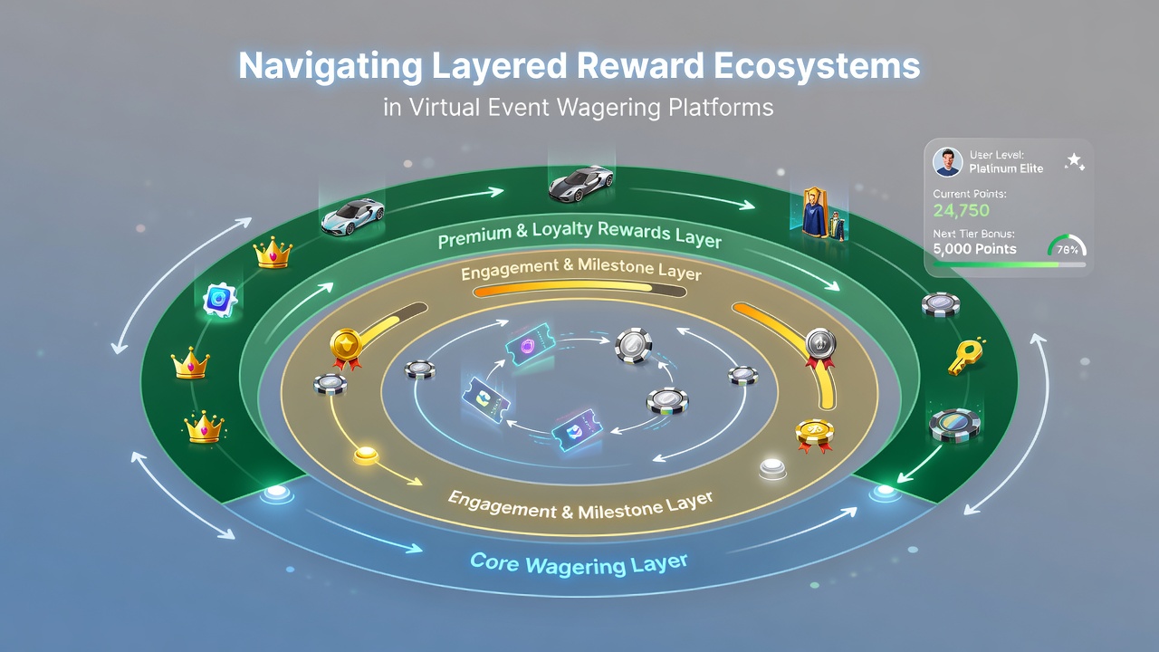 Dashboard view of loyalty progression and layered bonus tracking in a virtual betting application